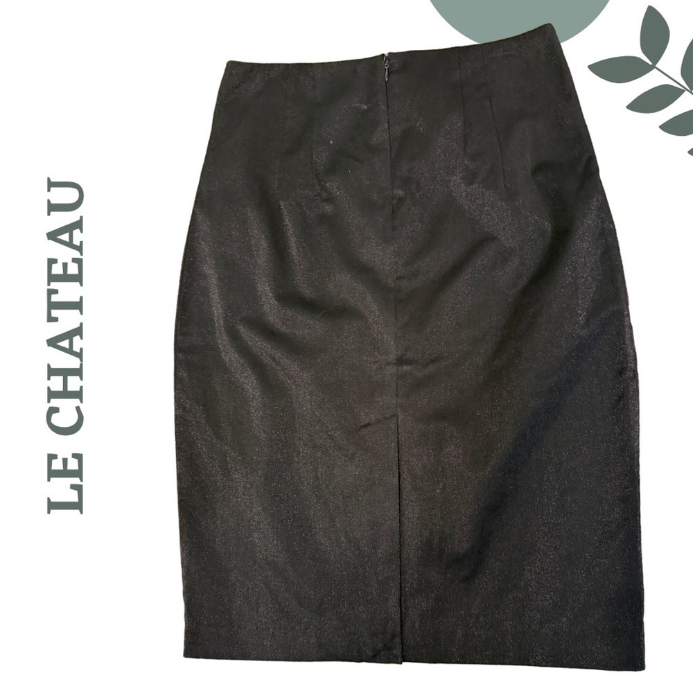 🛍️3/$40 LE CHÂTEAU Black Shimmer Pencil Skirt – Size 11/12 - Picture 2 of 4